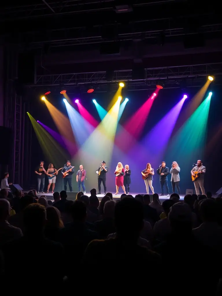 A photograph capturing a cultural event organized by A.N.A.C.R., featuring music, storytelling, or theatrical performances related to the Resistance era.