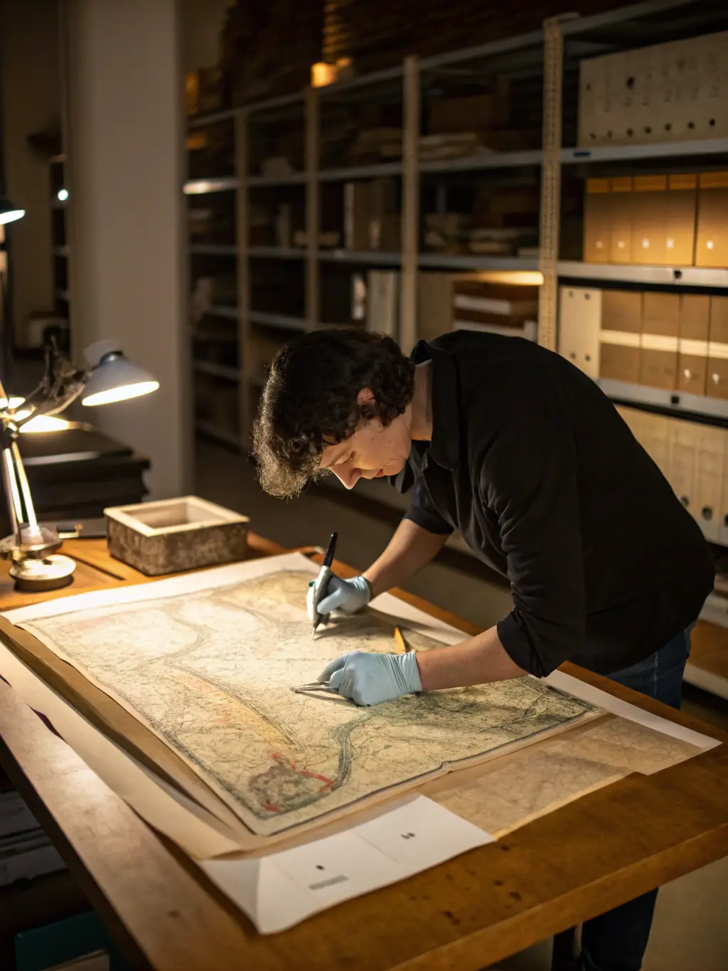 A photograph depicting archivists carefully preserving historical documents related to the French Resistance, showcasing the meticulous work involved in maintaining these records for future generations.